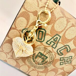 Rhinestone Gold-tone Heart Purse Charm / Keychain